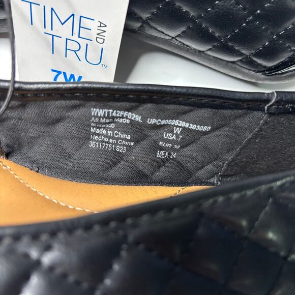 Time And Tru Quilted Ballet Memory Foam Slip On Shoes Women's Black Size 7 - Picture 9 of 9